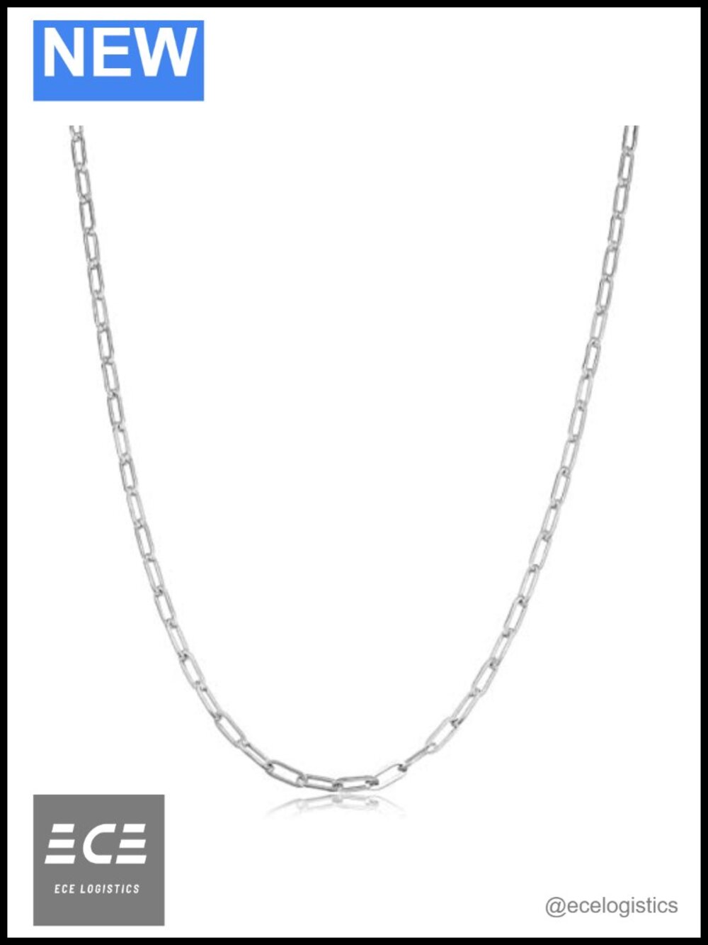 Sterling Silver 2.3mm Paperclip Chain Necklace Lobster Clasp 20in